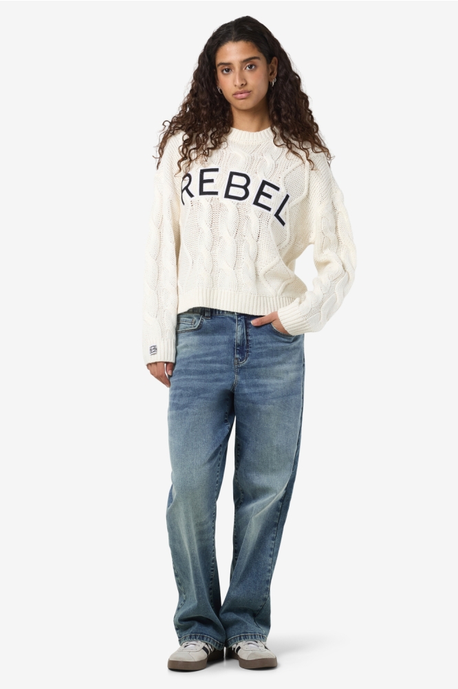 NMREBECCA L/S O-NECK CABLE KNIT 27035203 Birch/REBEL